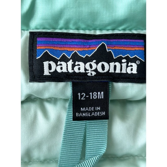 Patagonia Jakcet Baby 12-18m Down Filled Sweater Vest Teal Green Puffer Toddler - Picture 4 of 12